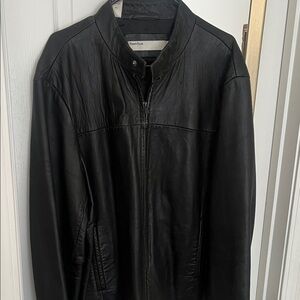 Perry Ellis Black Genuine Leather Jacket